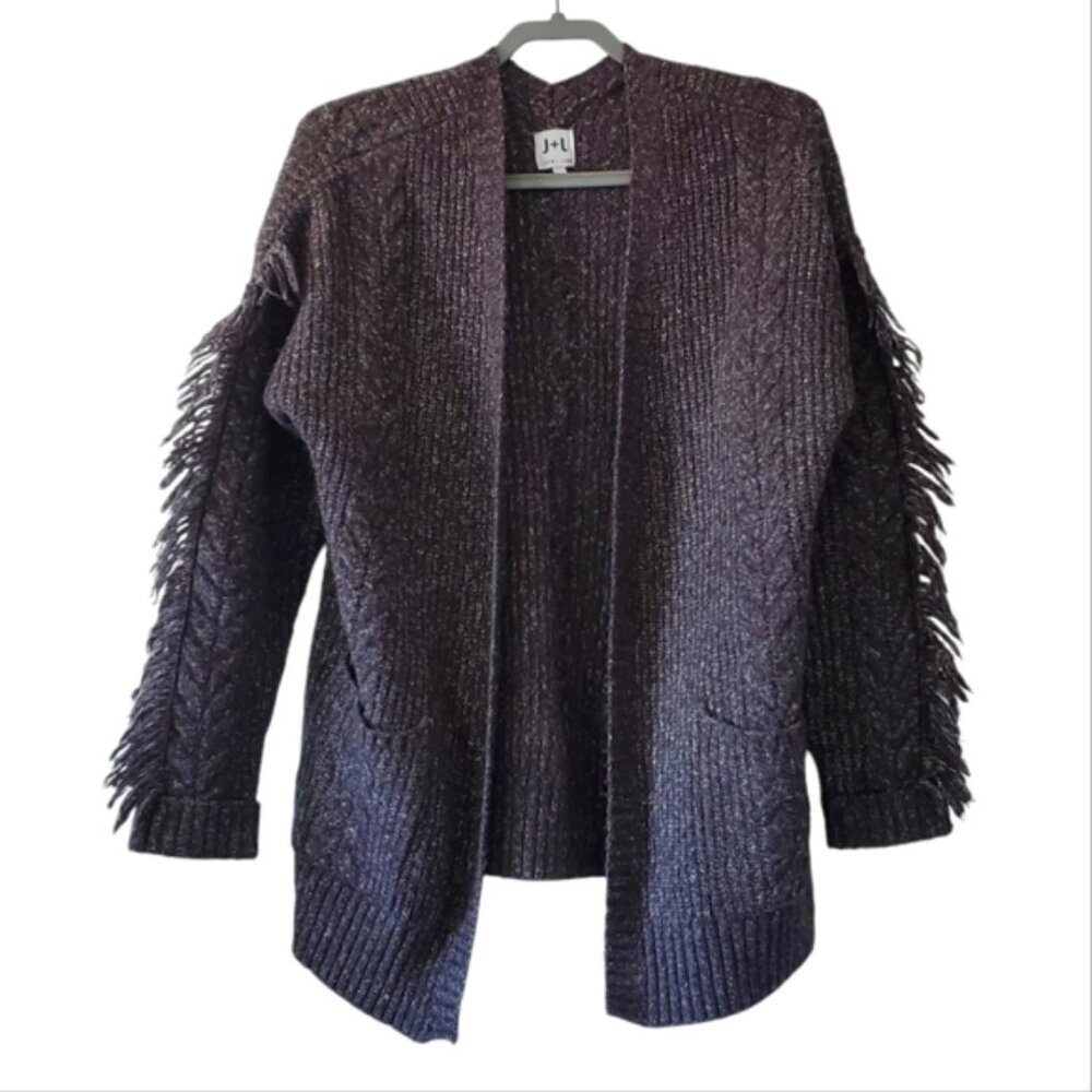 Revolve John + Jenn Cotton Blend Boho Fringe Cable Oversized Chunky Cardigan S